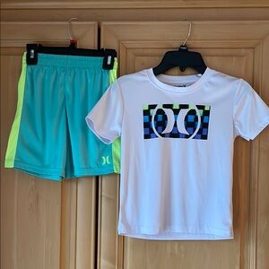 Hurley White T-Shirt and Aqua Shorts Set